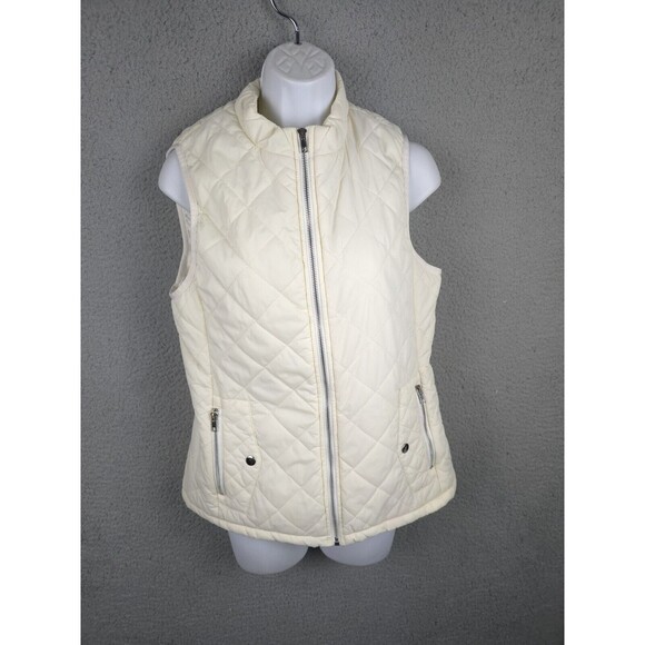Argstar Jacket Vest Womens S White Quilted Lightweight Puffer Style Zip Pockets - Picture 16 of 16